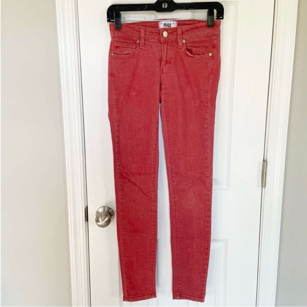 Paige Verdugo Ultra Skinny Jeans Stretch Vintage Red Size 24